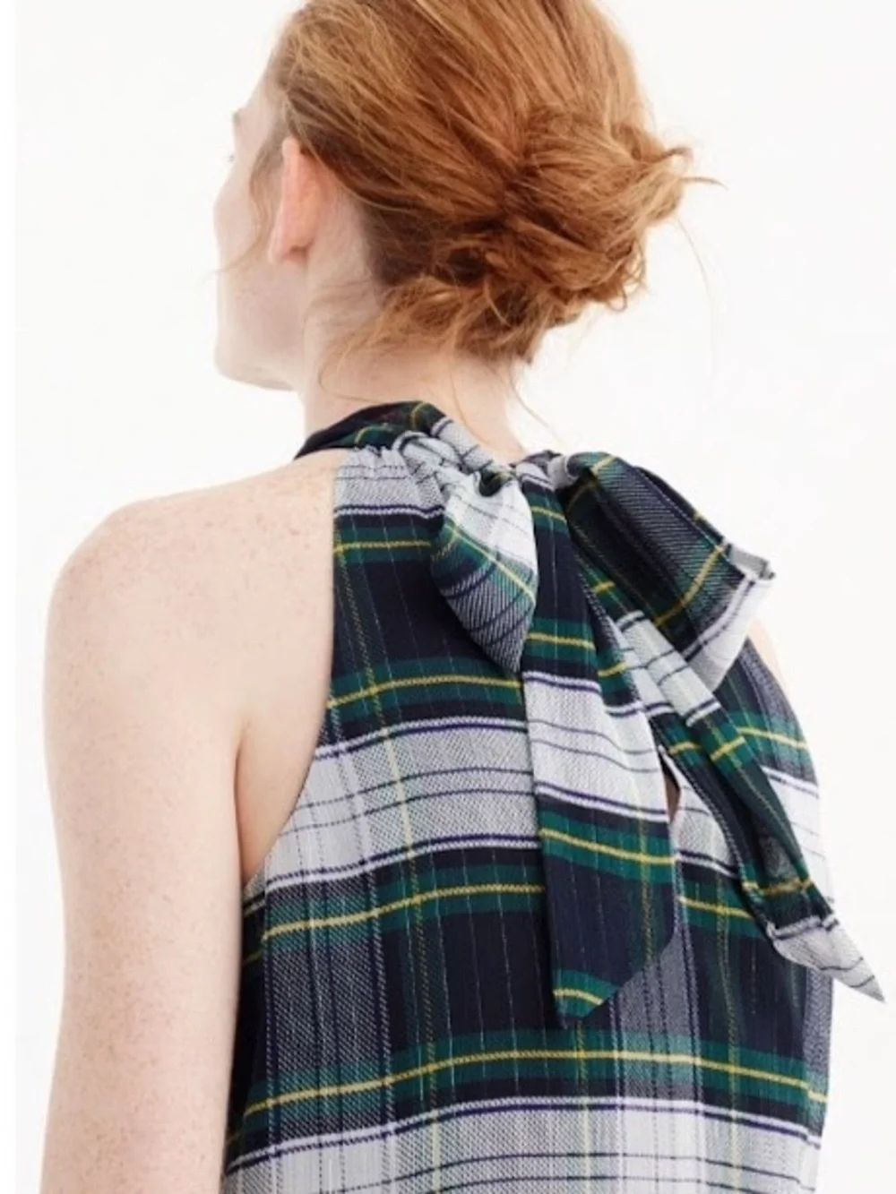344. J. Crew Women’s Plaid Halter Casual Workwear Top in Black Green NWOT Size 4